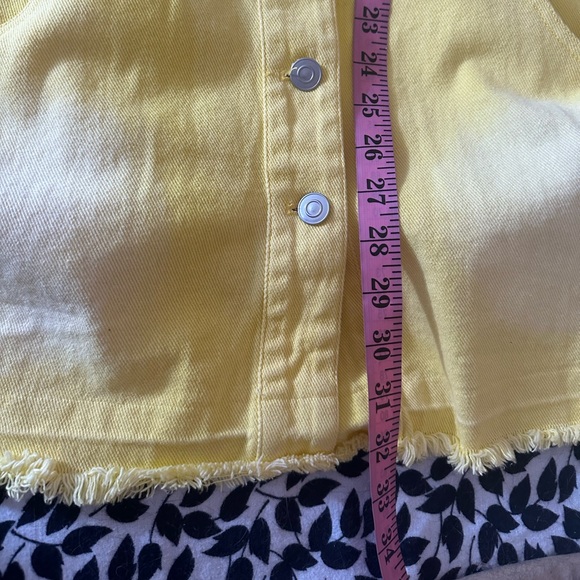 novan Yellow Ombre Dallas Puffy Shoulder Button Front Raw Hem Denim Dress NWT S - Picture 16 of 16